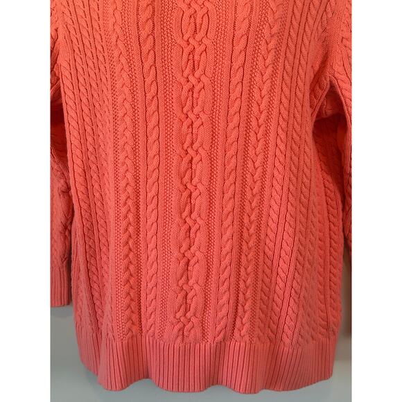 Amazon Essentials 2X Coral Cotton Cable Knit Turtleneck Sweater Fisherman Cozy - Picture 4 of 10